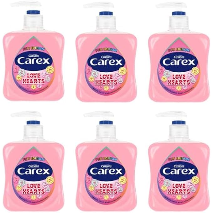 careX FUN EDITIONS LOVE HEARTS HAND WASH PACK OF 6, ANTIBACTERIAL HAND SOAP WITH FUN EDITION SWIZZLES LOVE HEARTS FRAGRANCE, SOAP THAT CLEANS, CARES AND PROTECTS, 250ML - Image 1